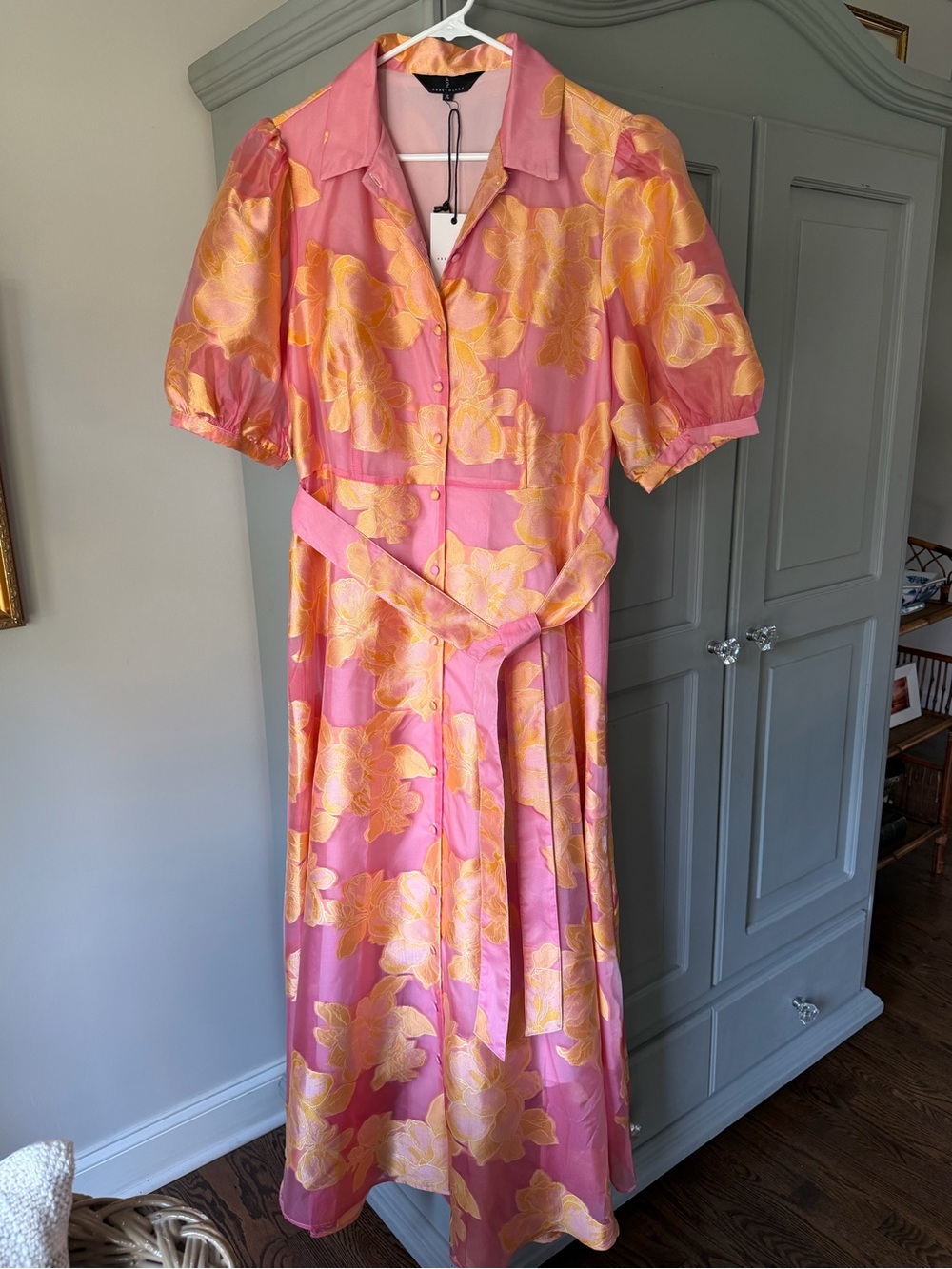 NWT Abbey Glass Charlotte Gown Sorbet Peony Organza | XL - Picture 8 of 11